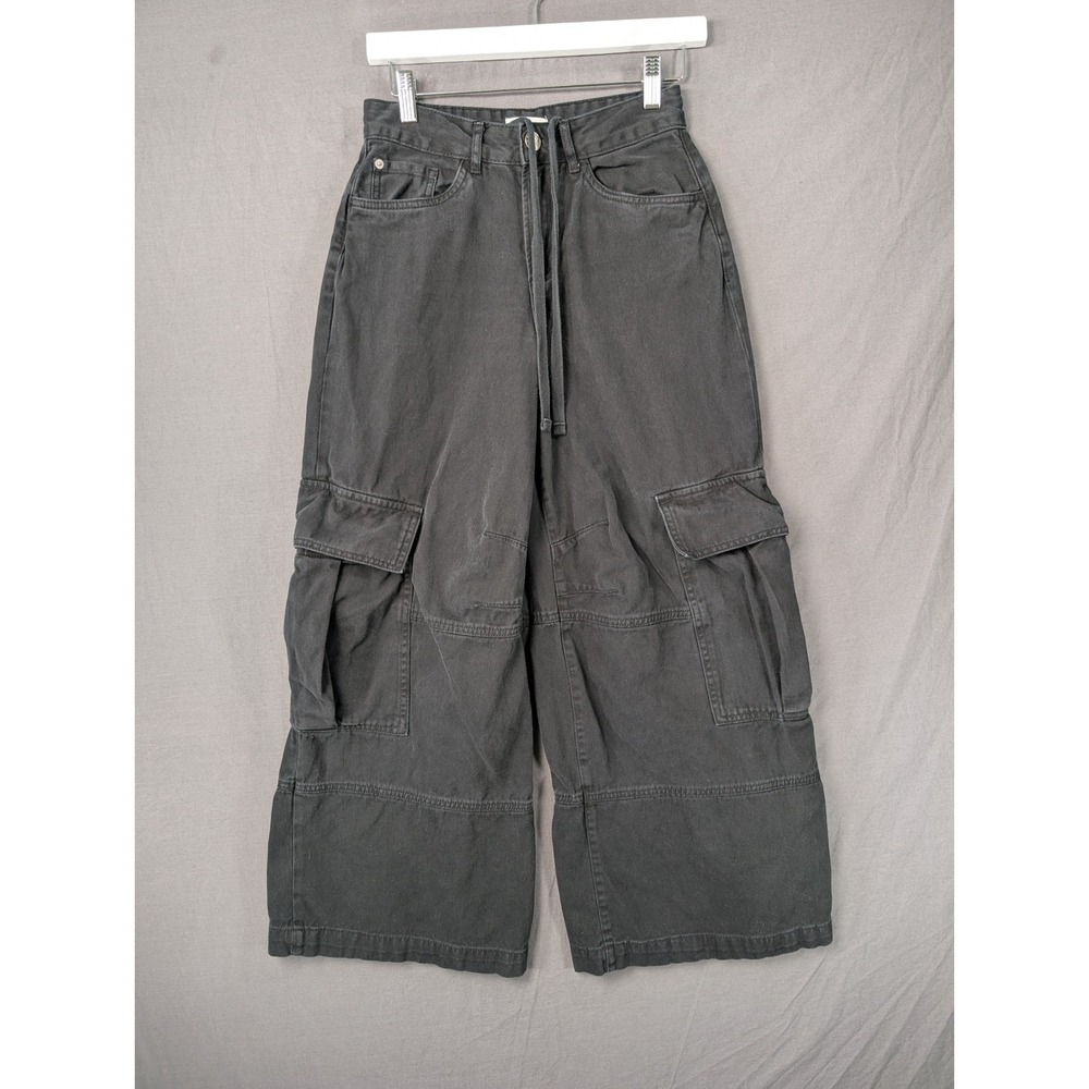 Garage Womens Black Wide Leg Cargo Pants High Rise Utility Size 1 100093416